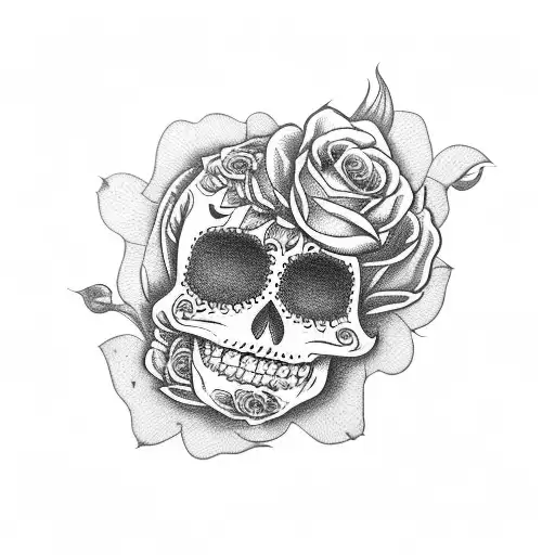 Sugar Skull With Roses