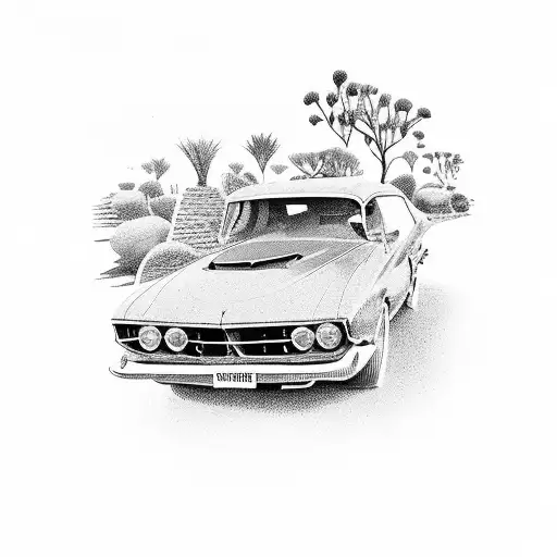 Vintage Car Driving Through The Outback