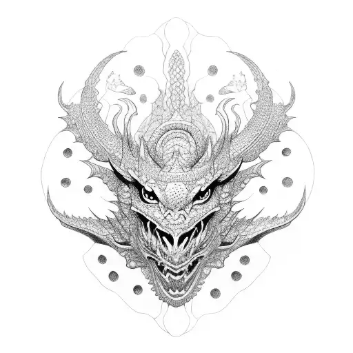Dotwork Dragon With Intricate Geometric Patterns