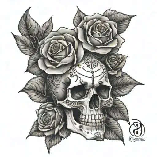Roses And Skull Adorned