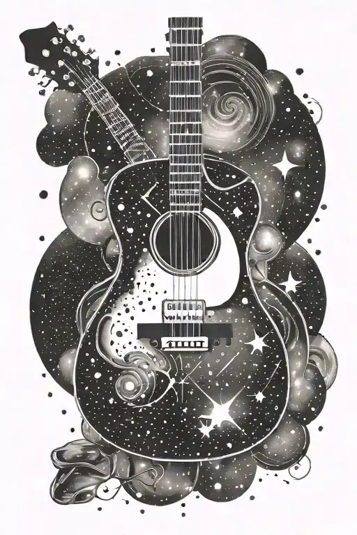 Guitar And Galaxy Background