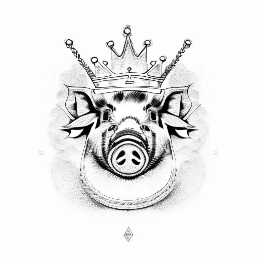 Painting Frame Withe A Pig Wearing A Crown