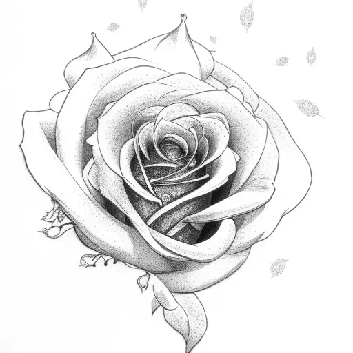 Rose With Hawthorn Blossums Behind The Rose