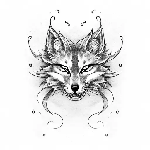 Half Kitsune Mask With A Dagger Behind It