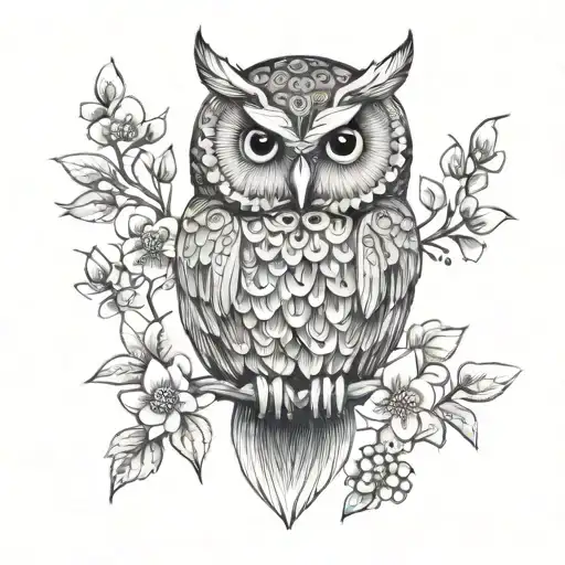 Owl With Flowers