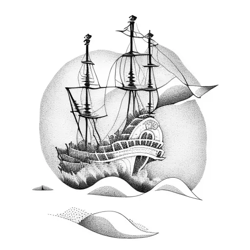 Pirate Ship Crashing Into Mountains