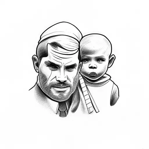 Father Carrying Son And Daughter On Shoulder