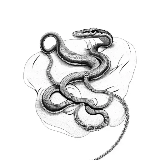 Snake With Chains Coiling Up Arm