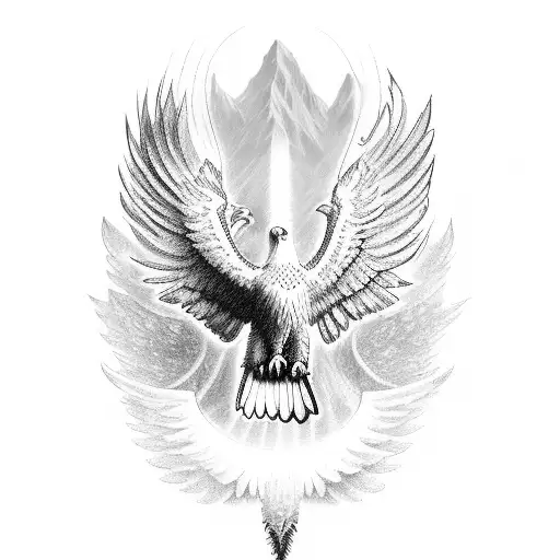 A Running Eagle With Wings Spread Wide