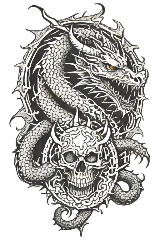 Dragon With Skulls