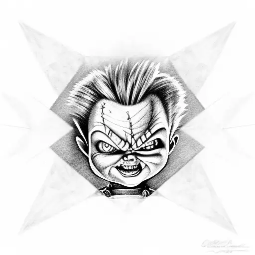 Chucky Inside A Diamond Shape Holding Up Knife