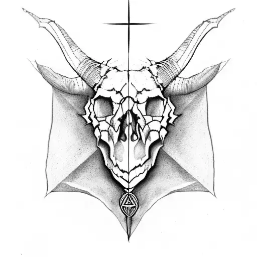 Skull Of A Goat With Pentagrama