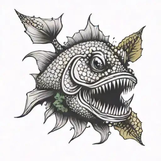 An Angler Fish With A Weed Leaf Pattern