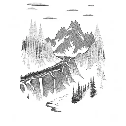 Mountain Scene With A Waterfall And The Number 801 At The Bottom