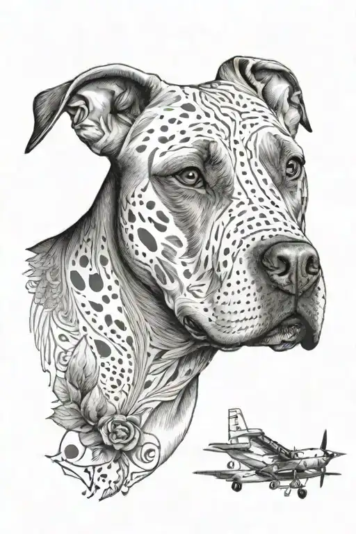 Pit Bull With 2 Girls And A Plane