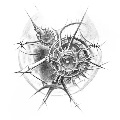 Bio Mechanical Forearm W Crown Of Thorns On Wrist