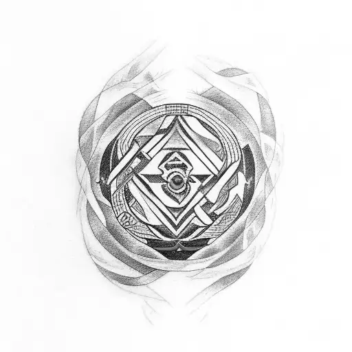 Rune And Mysterious Design In Black And Red For An Entire Arm