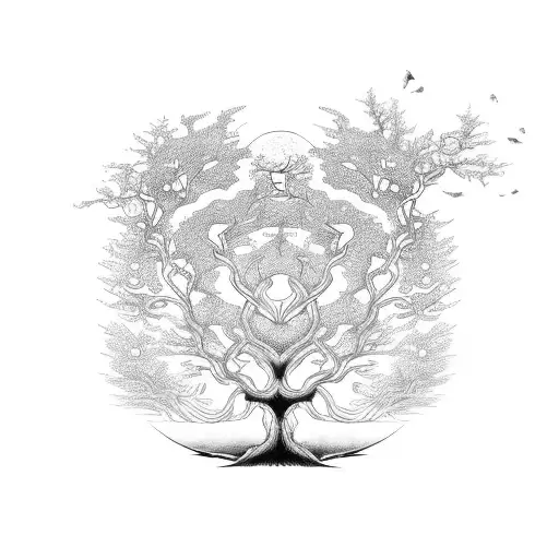 A Tree With Yin And Yang Roots And Branches