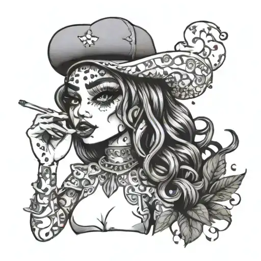 A Bratz Doll Smoking Weed With A Psychedelic Makeup Design