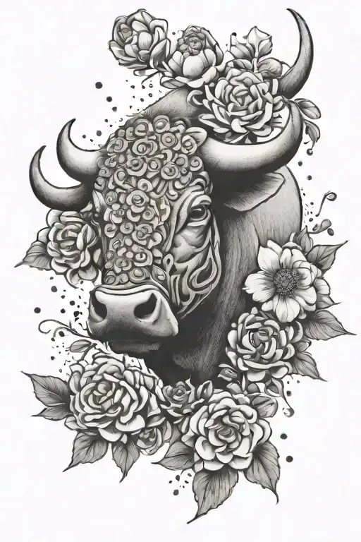 Bull And Flowers