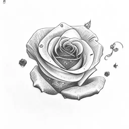 Stitched Rose With Raven And Mockingbird