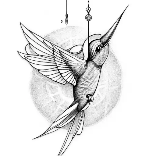 Humming Bird On Top Of Rod Of Asclepius