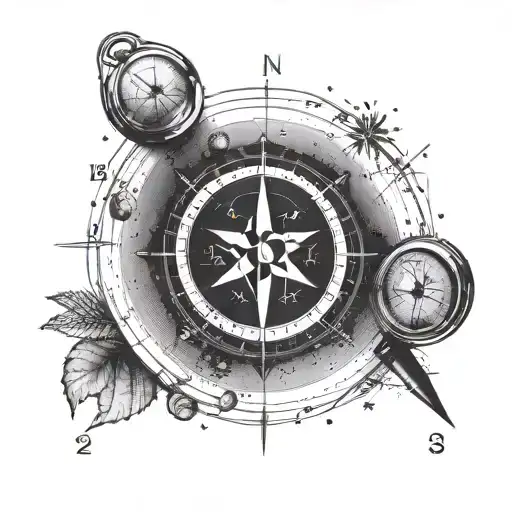 A Minimalist Compass Design With Coordinates Of Significant Hiking Or Travel Destinations