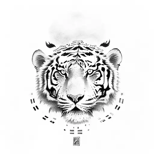 Korean Flag With Tiger