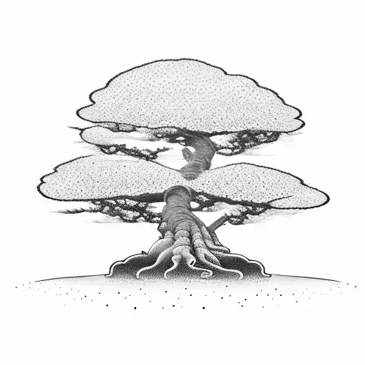 Bonsai Tree Surrounded By Leaves