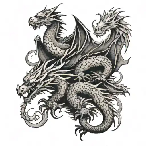 Mother Dragon And 4 Little Dragons