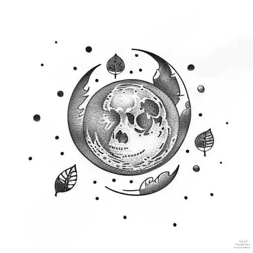 Moon With Laurels Leaf