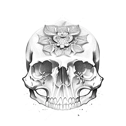 Botanical With Skulls And Spooky Elements