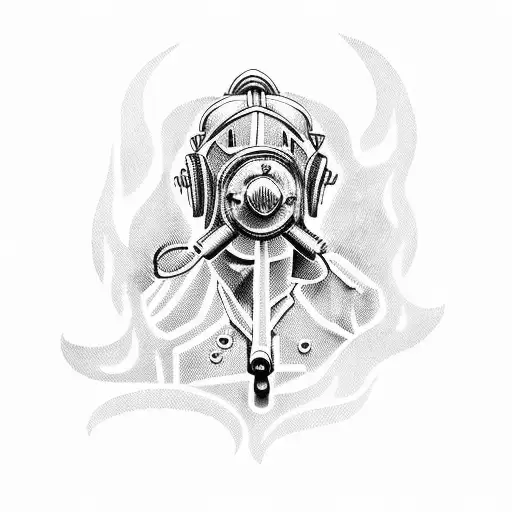 Firefighter Surrounded By Gun-shaped Flames