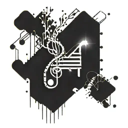 A Circuit Board Design Incorporating Musical Notes And Geometric Tree Branches