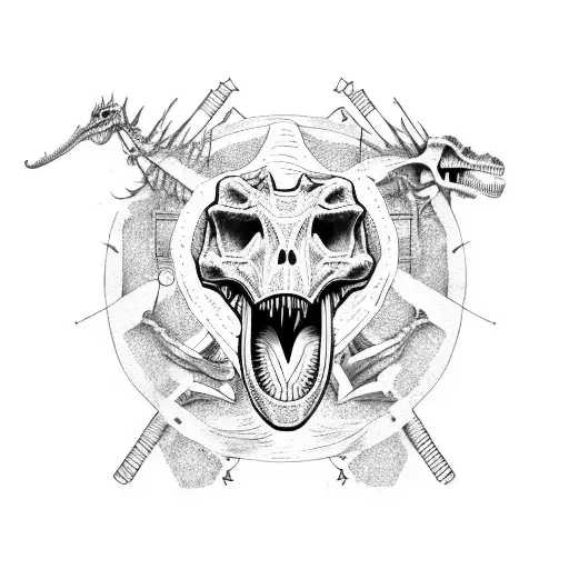 A Dinosaur Skeleton Playing A Punk Rock Guitar