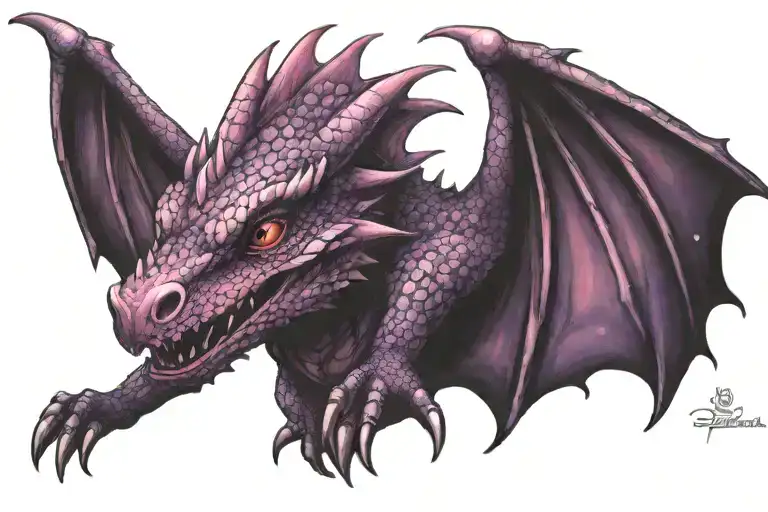 Purple And Pink Sparkly Glitter Realistic Baby Wyvern