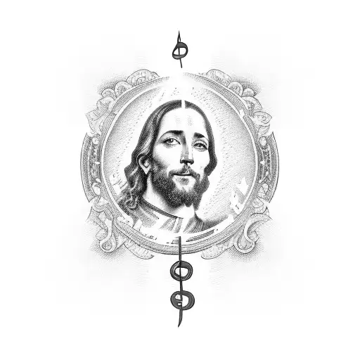 A Stack Of Money With Music Notes Flowing Out And Jesus' Silhouette In The Background