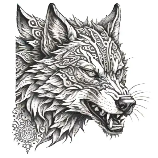 Fenrir Wolf In A Dynamic Fighting Stance