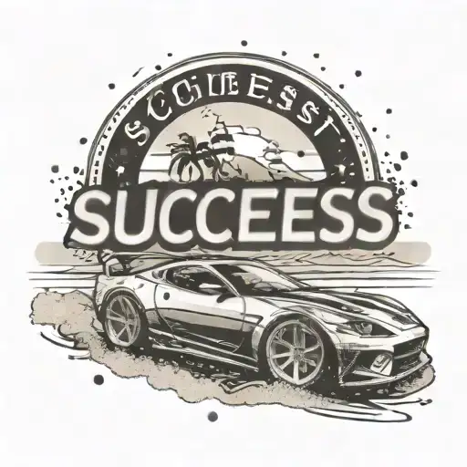 A Sports Car Racing Through A Beach Pass With The Word 'Success' In The Background