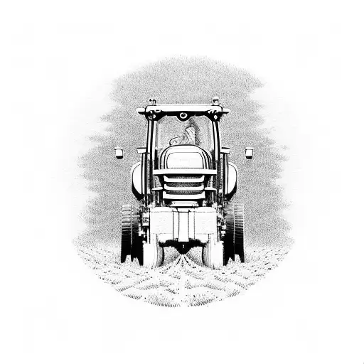 John Deere Tractor In Cornfield At Sunset