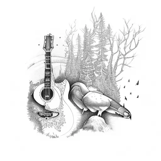 Nature With Observatory And Hunting And Guitar