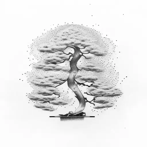 Bonsai Tree Surrounded By Falling Leaves
