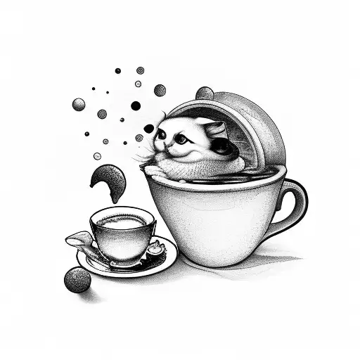 A Whimsical Scene Of Thinkerbell Sitting On A Cup Of Coffee