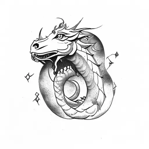 Centaur Silhouette And Dragon