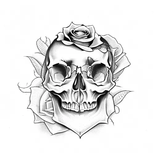 Skull With A Dying Rose
