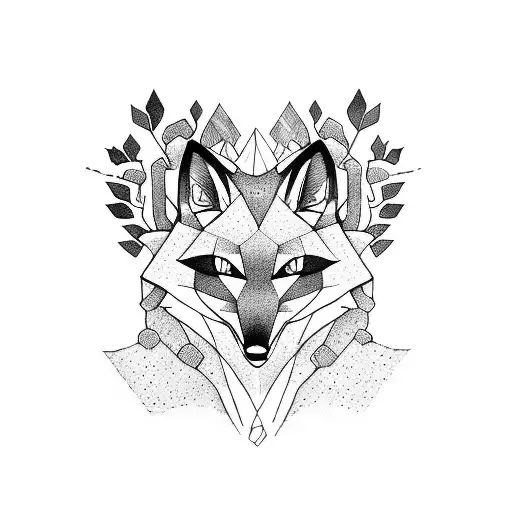 Origami Jumping Fox With Trees And Woods Inside