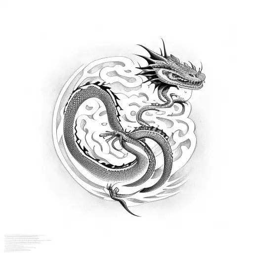 A Dragon And A Snake Intertwined In A Fierce Battle