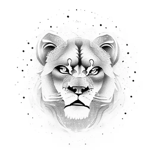 Roaring Lion With Martial Artist In Foreground