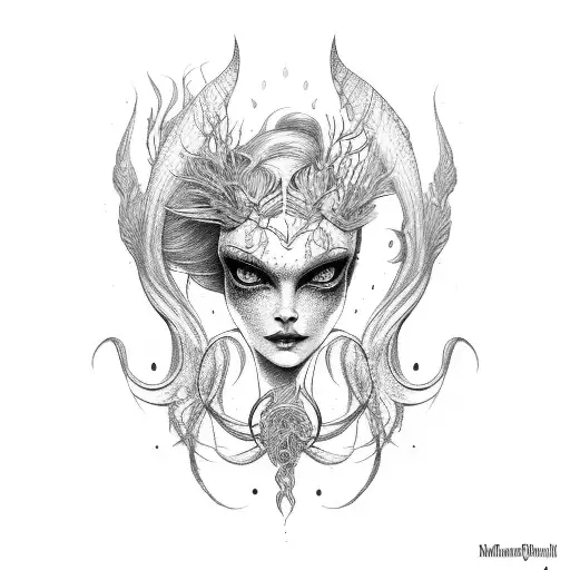 Mermaid Siren Evil Beautiful Face