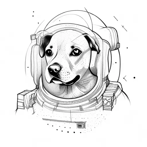 Dog In Space Suit Floating In Space